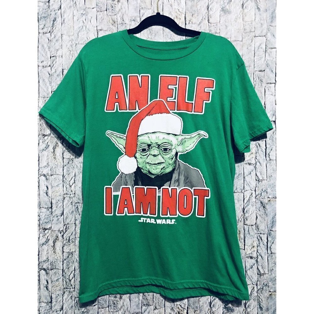 Star Wars Yoda An Elf I Am Not Christmas Shirt Green Adult Large